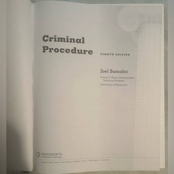 Used ~ Criminal Procedure 8th Edition Hardcover Textbook | Joel Samaha - Picture 4 of 4